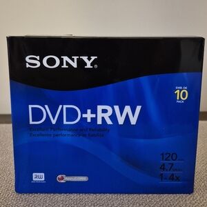 Sony DVD+RW 10 Pack Rewriteable Discs 4.7GB 120 min New Sealed